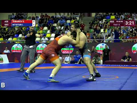 GOLD FS - 92 kg: S. ZUBAIROV (AZE) v. I. MTSITURI (GEO)