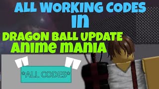 Dragon Ball Update Anime Mania All Working Codes Gems And Golds Youtube