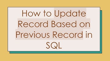 How to Update Record Based on Previous Record in SQL