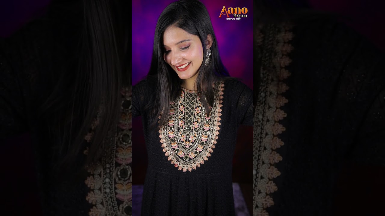 Black Chiffon Anarkali Suits at 