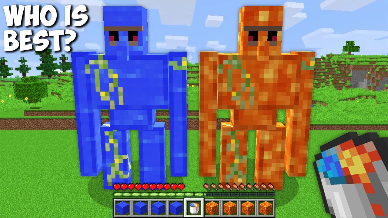 Which GOLEM is BEST in Minecraft ? LAVA vs WATER GOLEM ! YouTube