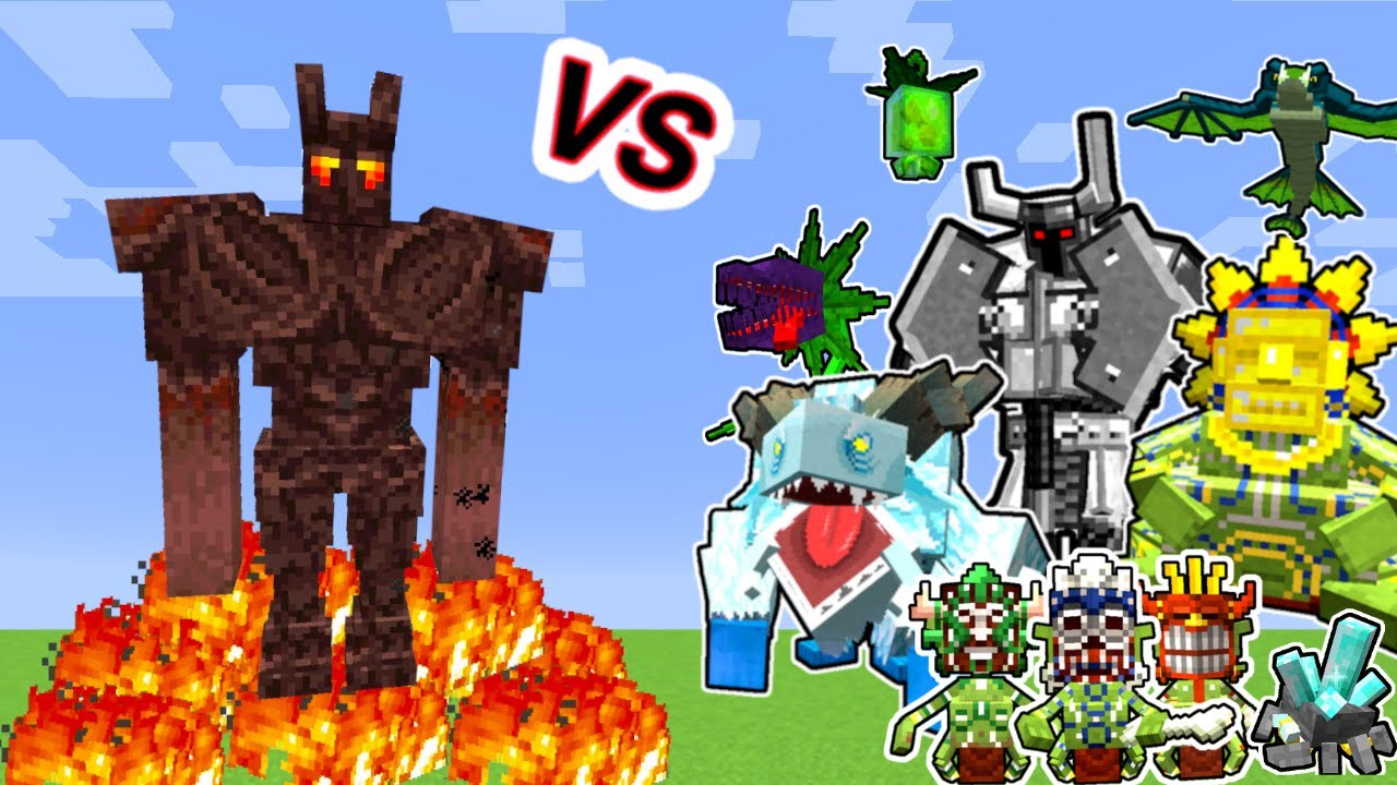 Unburned Vs. Mowzie's Mobs Monsters in Minecraft