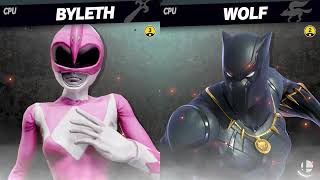 Pink Ranger (Byleth) vs Black Panther (Wolf) | CPU Battle | Modded Smash Ultimate