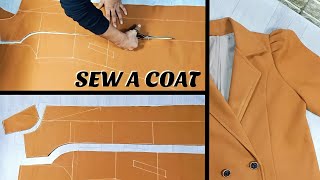 طريقة خياطة جاكيت نسائي مع بطانة باالكم المنفوخ | جاكت بكول ريفيرا | how to sew a jacket with lining