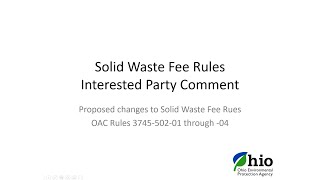 Solid Waste Fee Rule Change Overview