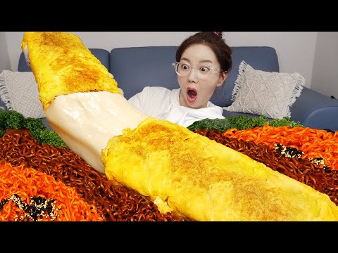 [Mukbang ASMR] Giant Rolled Cheese 🧀 Omelet made with 100 eggs Recipe Challenge Eatingshow Ssoyoung