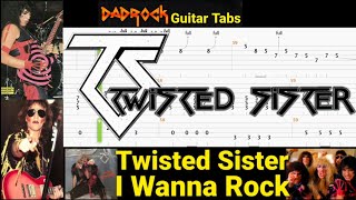 I Wanna Rock - Twisted Sister - Guitar + Bass TABS Lesson (Rewind)