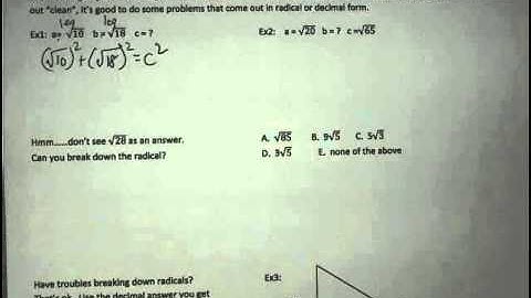 ACT Prep Unit 5 Day 2 - Pythagorean Theorem with Radicals