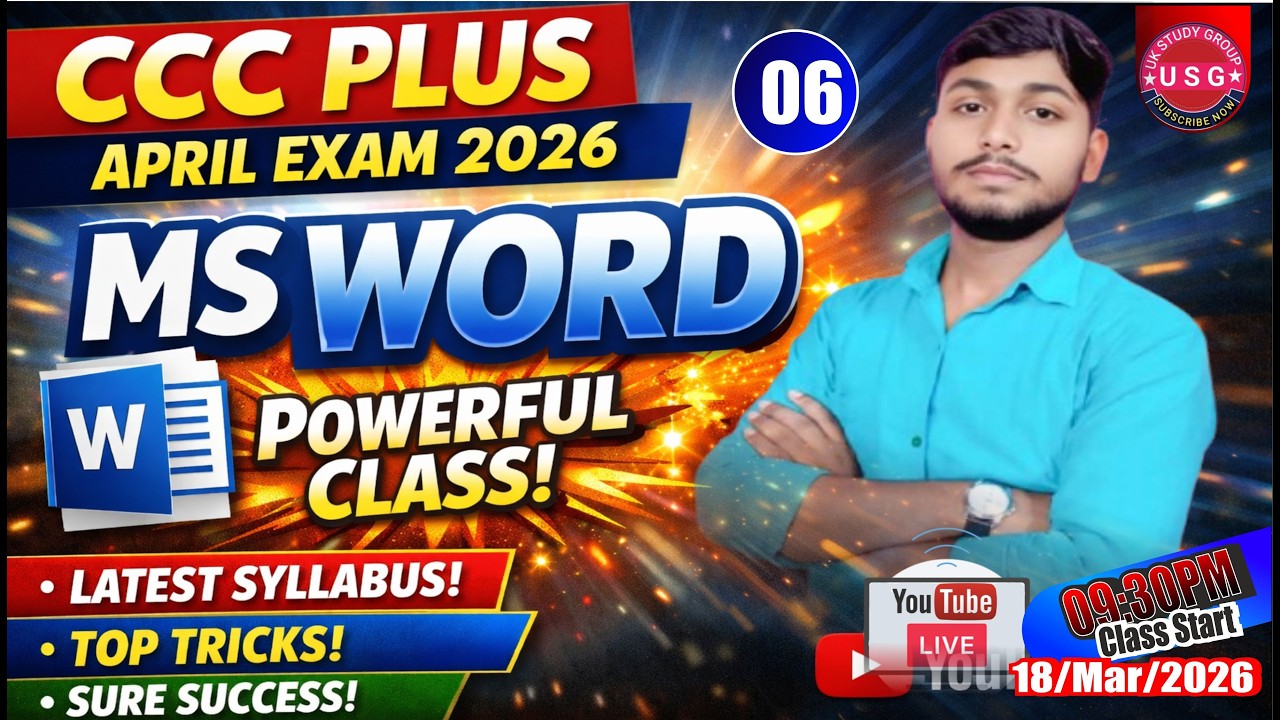CCC Plus April Exam 2026 | Ms Word Class 06 | April CCC Plus Exam 2026 ...