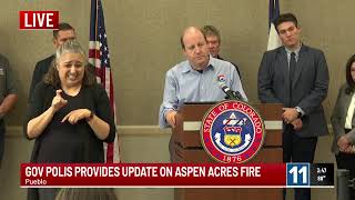 WATCH LIVE: Gov. Polis provides update on Aspen Acres Fire and thanks first responders in Pueblo