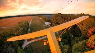 Early Evening Crosswind practice in the Piper J-3 Taildragger