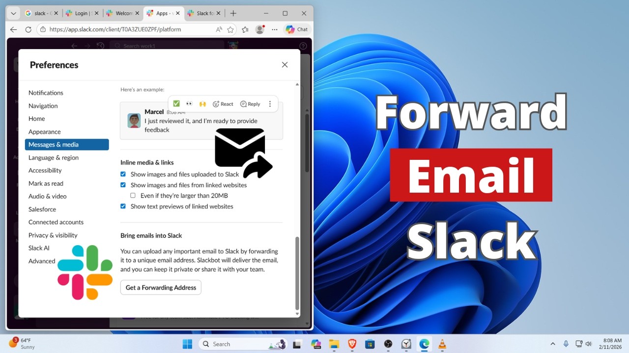 Как пересылать электронные письма в Slack