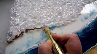 Geode Resin Art Tutorial 🤩 Extreme Bling - Gold, Blue and White 🧐 👌👌