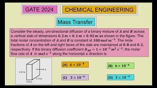 Consider the steady, unidirectional diffusion of a binary mixture of A and B across a vertical slab