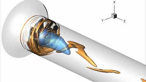 Swirling flow behind an axial fan