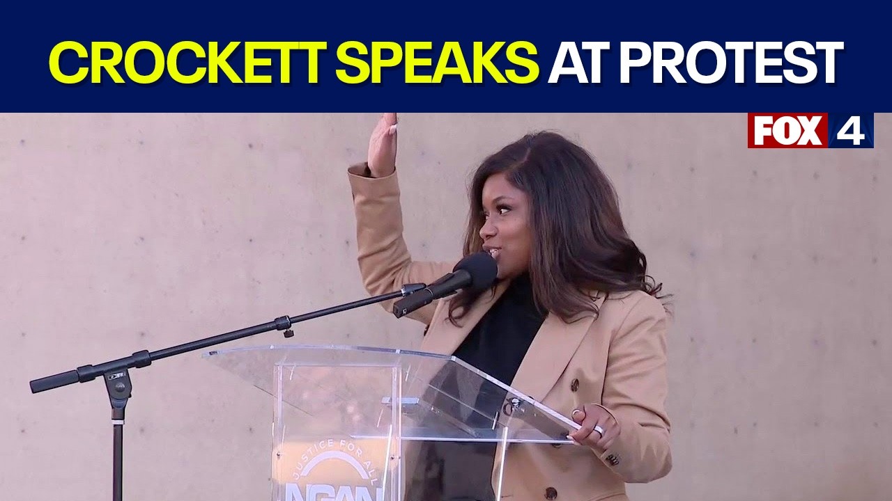 Rep. Jasmine Crockett speaks at Not My Presidents Day protest