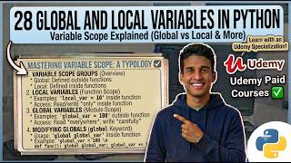28 Global and Local Variables in Python | Variable Scope Explained | Udemy Paid Courses ✅