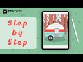 Procreate Step by Step Tutorial - Retro Camper