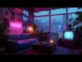 Night Balcony Lofi Hip Hop Radio ☕ | Neon Rain City Ambience ☔️ Lofi Chill for Focus, Study &amp; Unwind