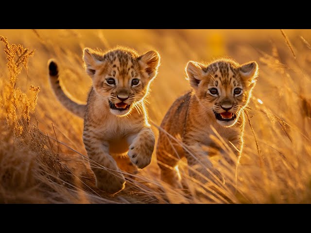 LION CUBS 4K ~ Relaxing Music That Heals Stress, Anxiety, Depressive Conditions, Gentle Music class=