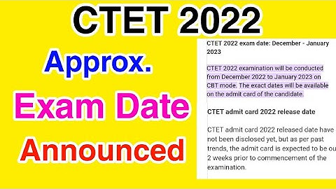 CTET Exam Date 2022 | CTET Admit Card Details Updates | MDE