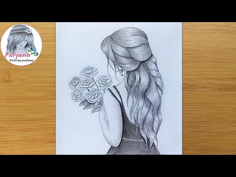 How To Draw A Girl With Flowers Step By Step Beautiful