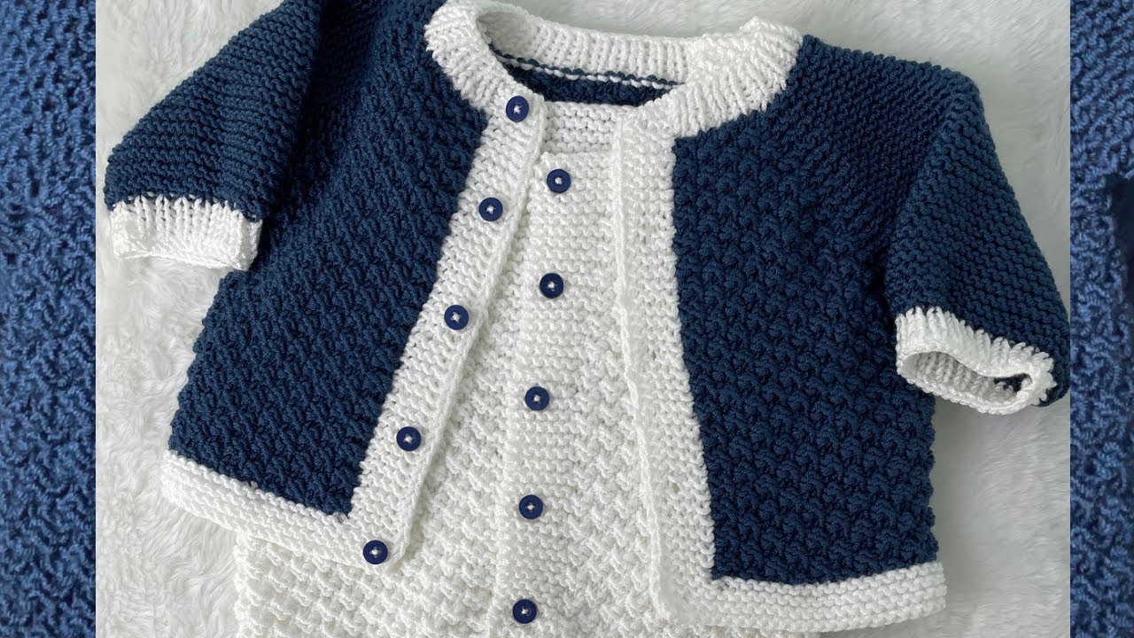 CASAQUINHO EM TRICÔ PARA BEBÊ-PONTO ARROZ DUPLO