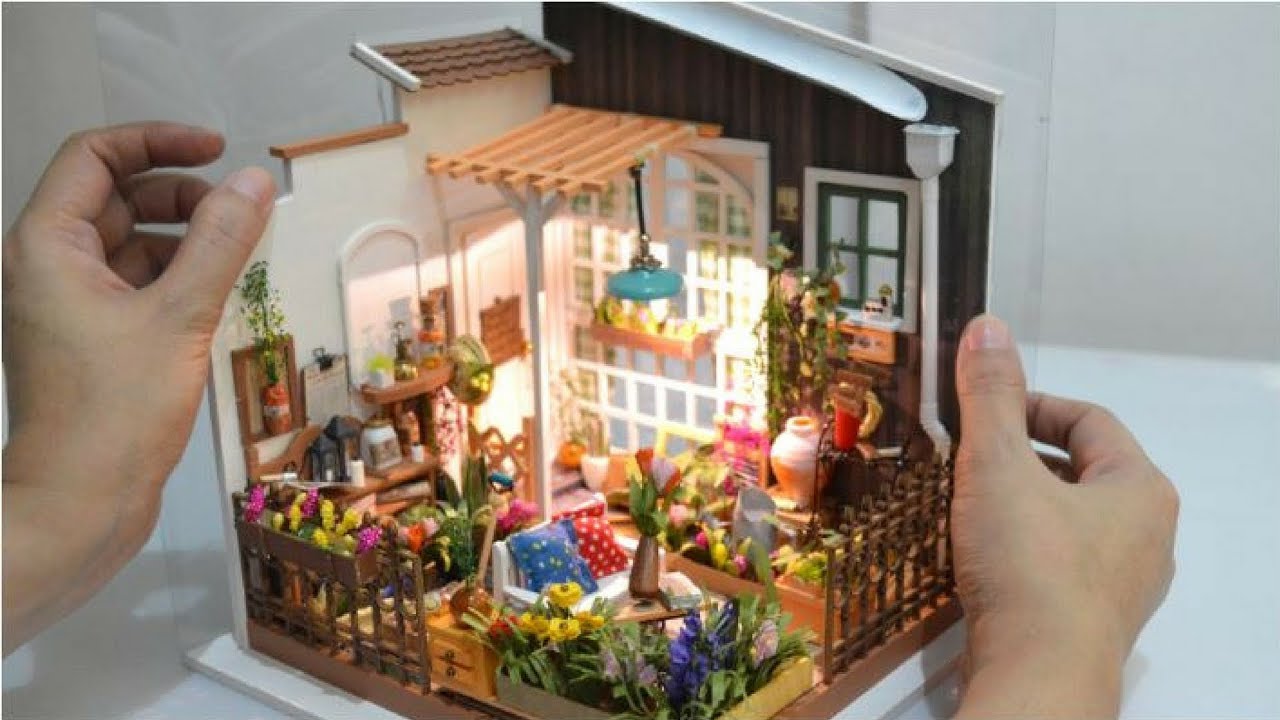 DIY Miniature Room, Garden, H: 21 cm, W: 19,5 cm, 1 pc