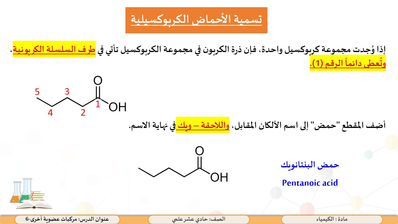 الصف الحادي عشر   المسار العلمي   الكيمياء    المركبات العضوية الأخرى 6