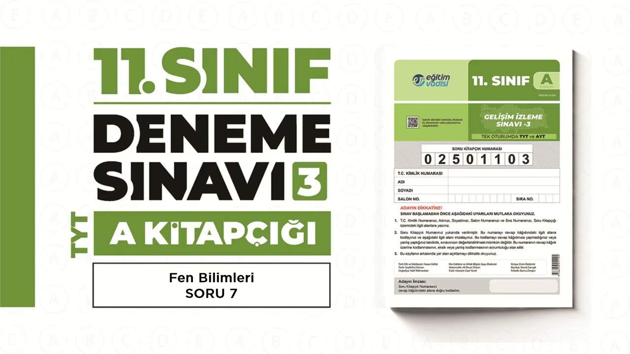 EĞİTİM VADİSİ DENEME SINAVI 11  SINIF 03 TYT Fen Bilimleri Soru Çözümleri