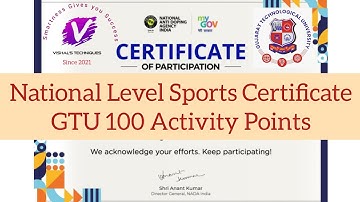National Level Sports Certificate | Sports Awareness Certificate | Fast Done GTU 100 Activity Points