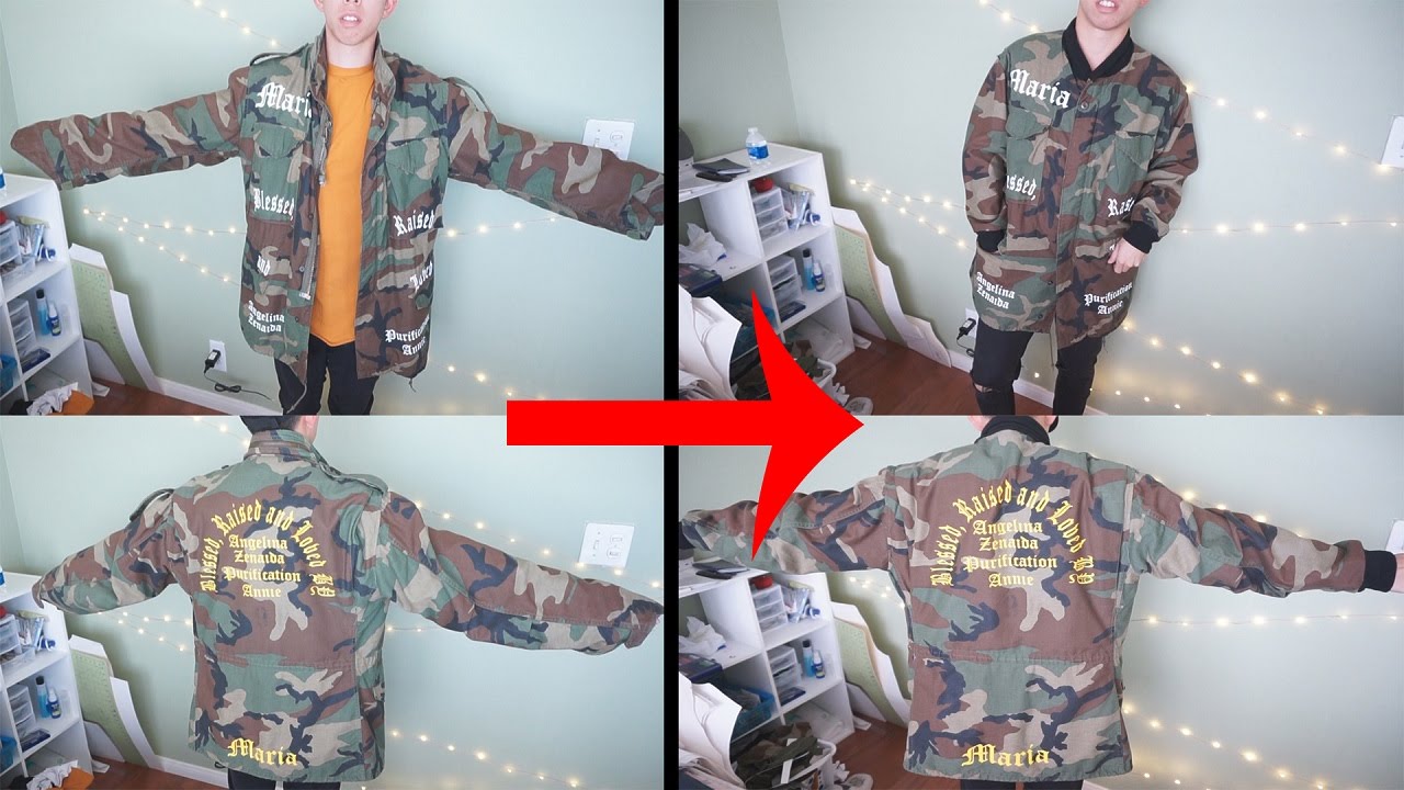 Baggy Camo Jacket to Bomber Jacket | KAD Transformation #12 - YouTube