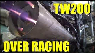 OVER RACING マフラー　スリップオン　メガホンサイレンサー　 TW200　#バイク#マフラー#音　アフターファイヤー