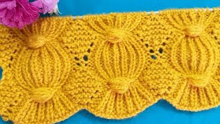 #تريكو غرزة المروحة مع البف knitting stitch tutorial