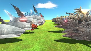 Shark War - Shark of Evolution VS Mosasaurus Team - Animal Revolt Battle Simulator