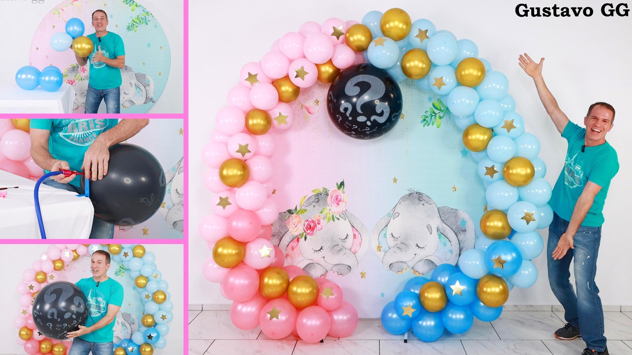 ARCO DE GLOBOS 👶 revelacion de sexos 👶 Gender reveal - decoracion con globos aro globos - gustavo gg