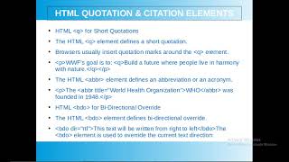 HTML QUOTATION & CITATION ELEMENTS