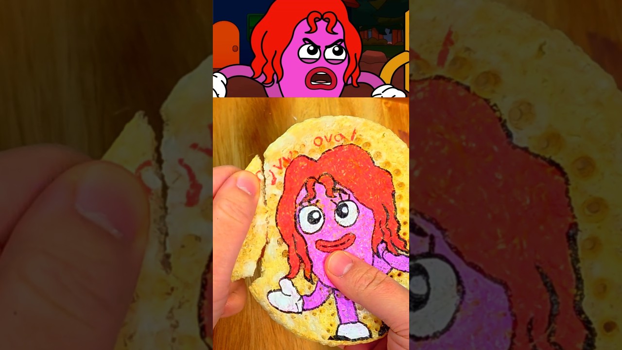 Korea Snack Dalgona Art Flip ASMR OC: Ovy Oval🩷👄 (from Save The Shapes) ‪