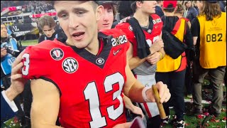 Georgia Bulldogs celebration on the field after back to back National Championships