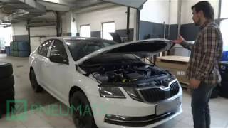 Установка амортизаторов (упоров) капота для Skoda Octavia (арт. KU-SK-OKIII-00) от upory.ru