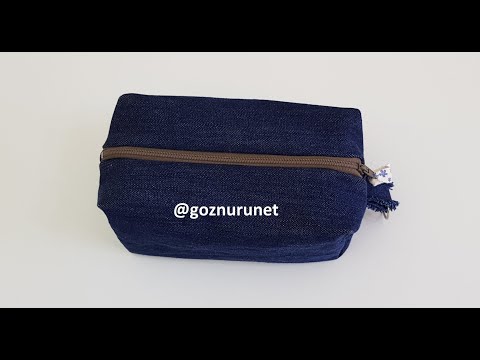 Geri Dönüşüm Projesi Kot Makyaj Çantası Yapımı-DIY recycle jeans bag