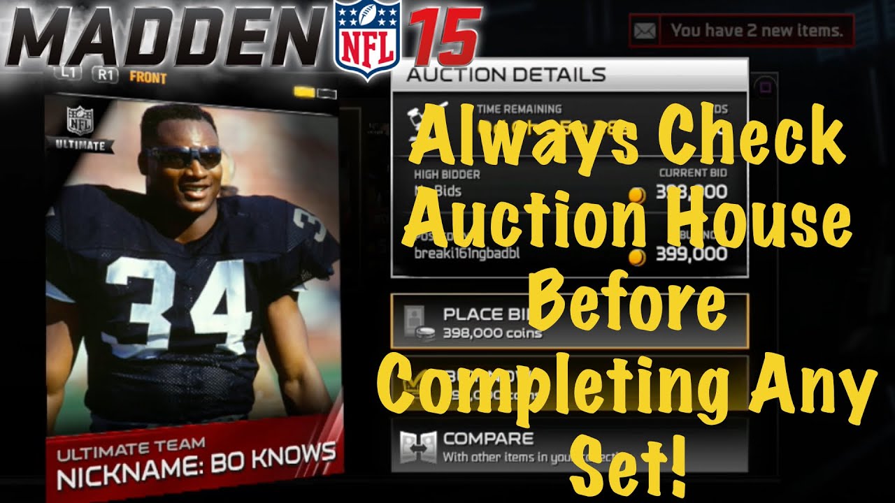 ALWAYS CHECK THE AUCTION HOUSE BEFORE COMPLETING A SET Madden 15 Ultimate Team Free Tips YouTube