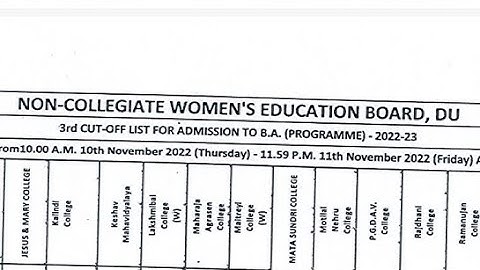 DU ncweb 3rd cutoff list released 2022-23 B.A programme||