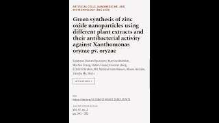 Green Synthesis Of Zinc Oxide Nanoparticles Using Different Plant Extracts And Their ... Rtcl.tv