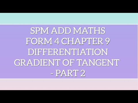 SPM Add Maths F4 Chapter 9 Differentiation - Gradient ofTangent Part 2