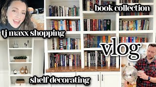 VLOG: Finishing the Basement | Shop with us at TJ Maxx, our book collection &amp; Jess decorates shelves