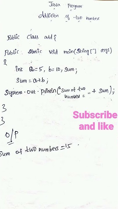 java program addition of two numbers - YouTube