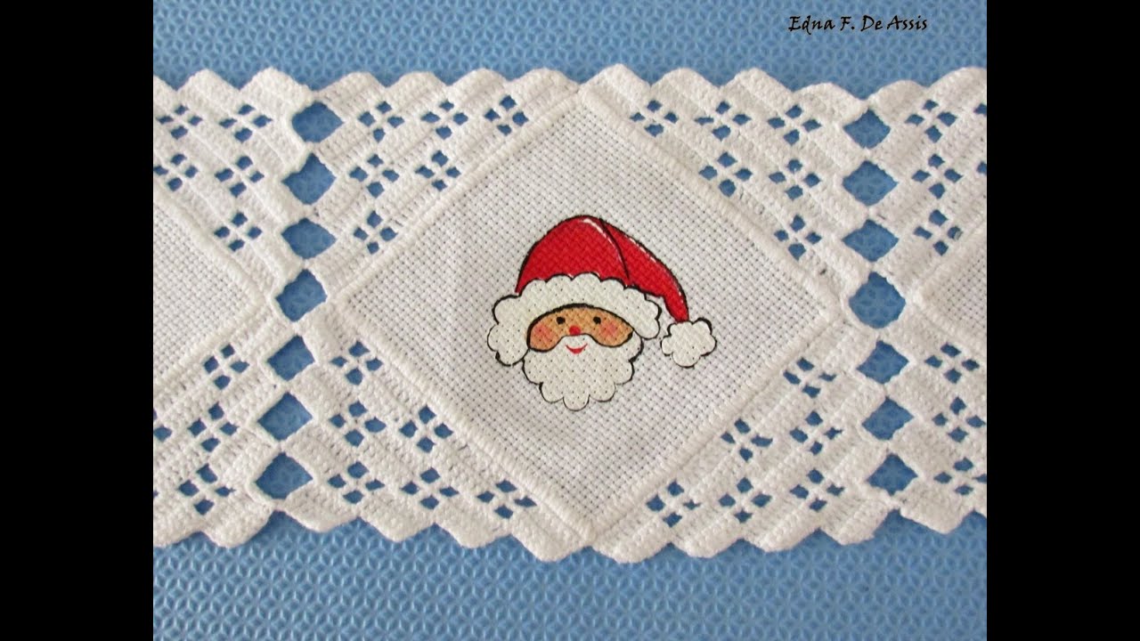 SQUARE  BARRA DE CROCHÊ PARA TOALHA- PAPAI NOEL  NATAL 2022