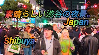 [4K] Walking tour in Shibuya at Night.# Autumn Night View of Shibuya. Tokyo, Japan.