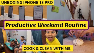 Productive Weekend Vlog~ Cook & Clean With Me~ Unboxing iPhone 13 Pro~ Real Homemaking Chicago